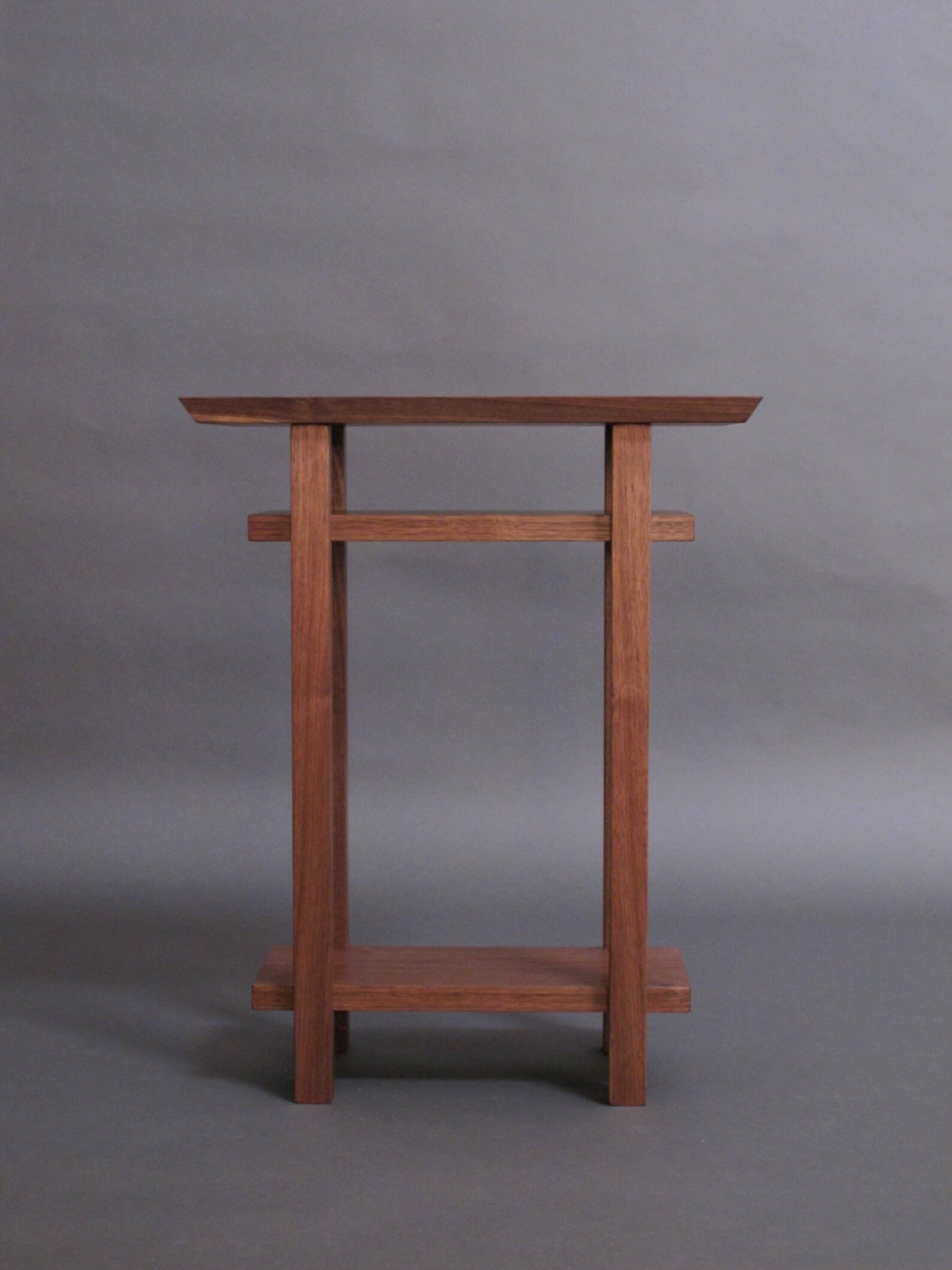 Small Narrow Wood Table With Two Shelves Small Side Table, Narrow End