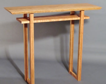 Handcrafted Narrow Side Table: Modern Japanese Cherry Entry Console