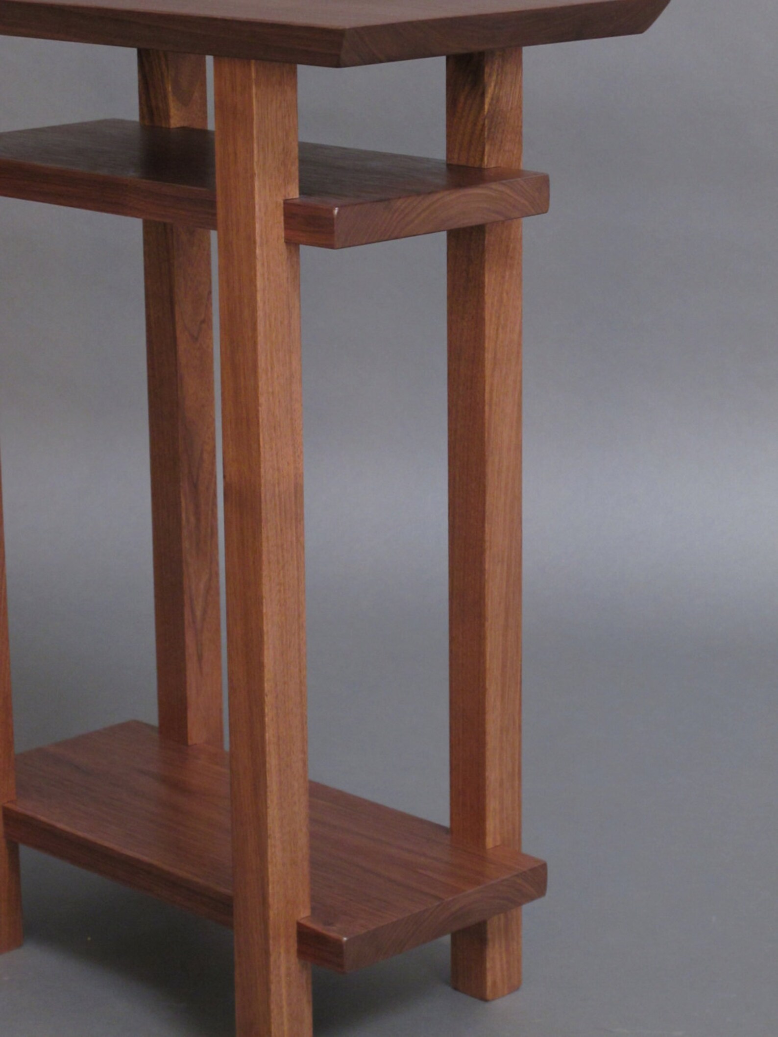 Small Narrow Wood Table With Two Shelves Small Side Table, Narrow End
