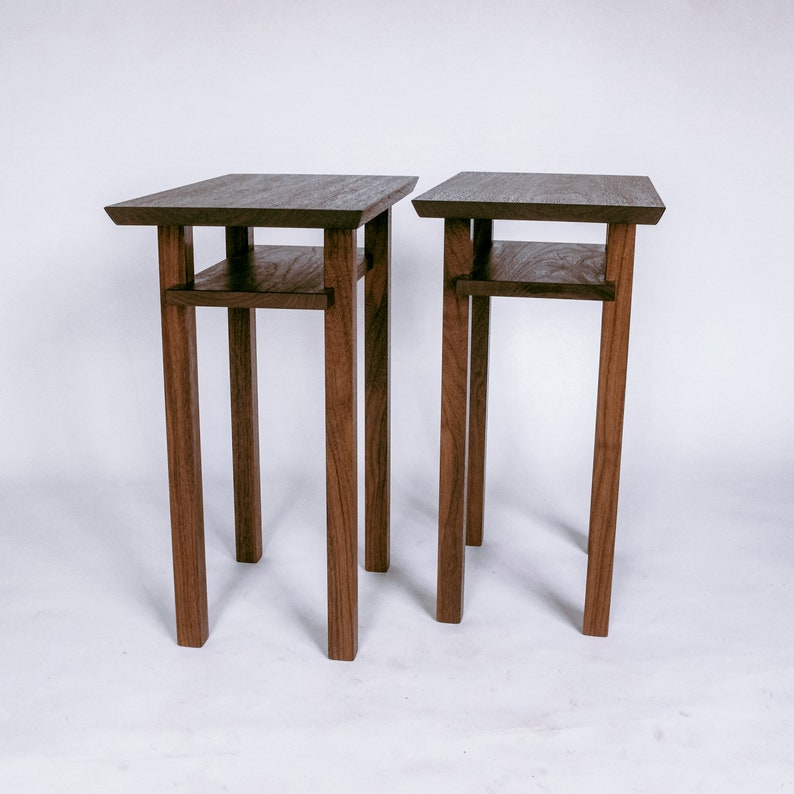 Pair of Walnut End Tables Narrow Nightstands/ Small Living Room