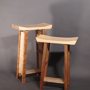 Counter Height Bar Stool/ Kitchen Stool/ Vanity Seat- Handmade Custom Wood Furniture- SHAPED COLLECTION