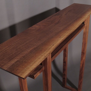 Live Edge Hall Table - Wood Console, Narrow Entryway Decor- Minimalist Art/ Wabi Sabi Furniture