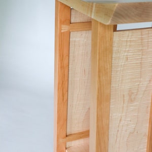 Small Side Table: Tiger Maple & Cherry Narrow End Table/ Entry Table image 4