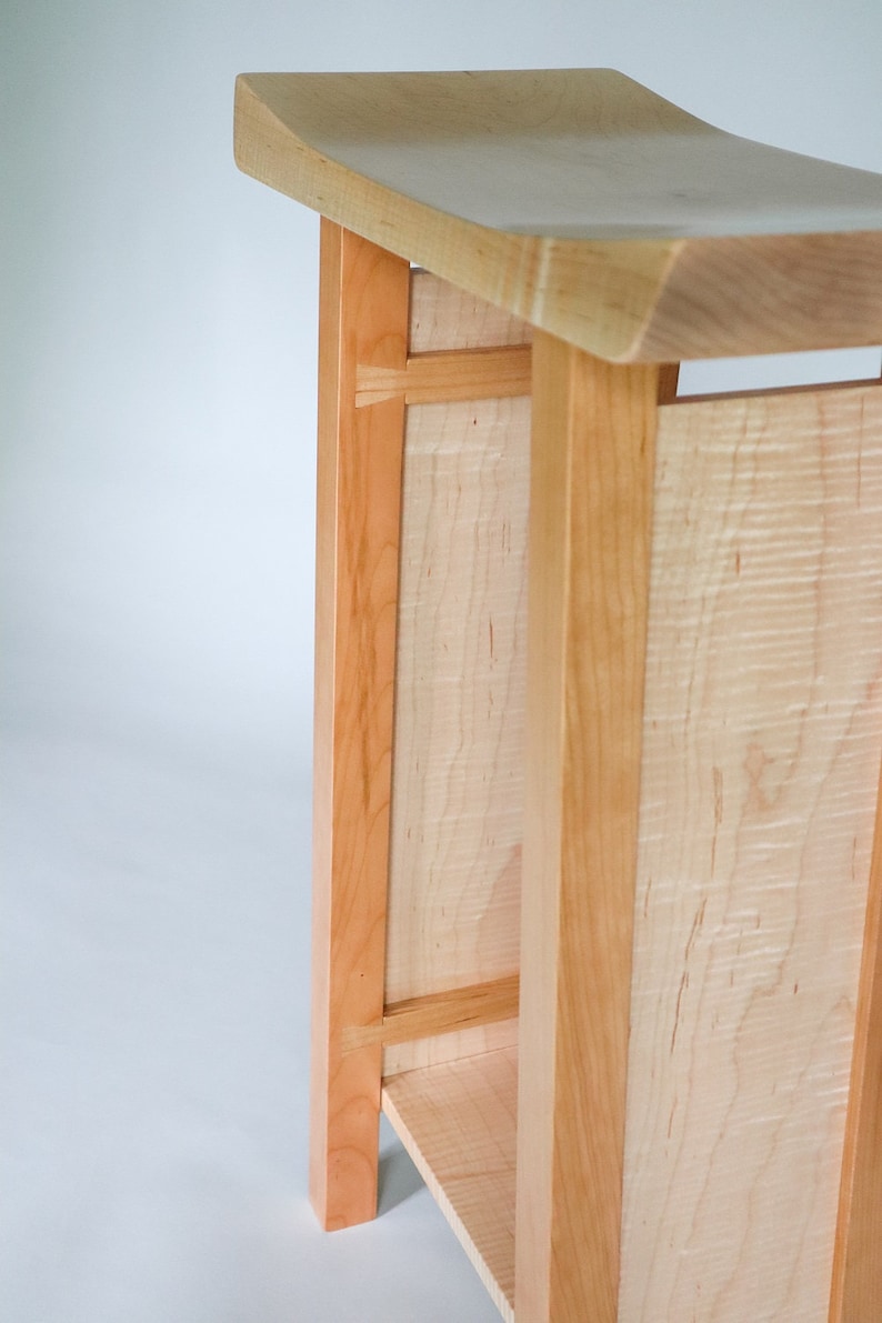 Small Side Table: Tiger Maple & Cherry Narrow End Table/ Entry Table image 4