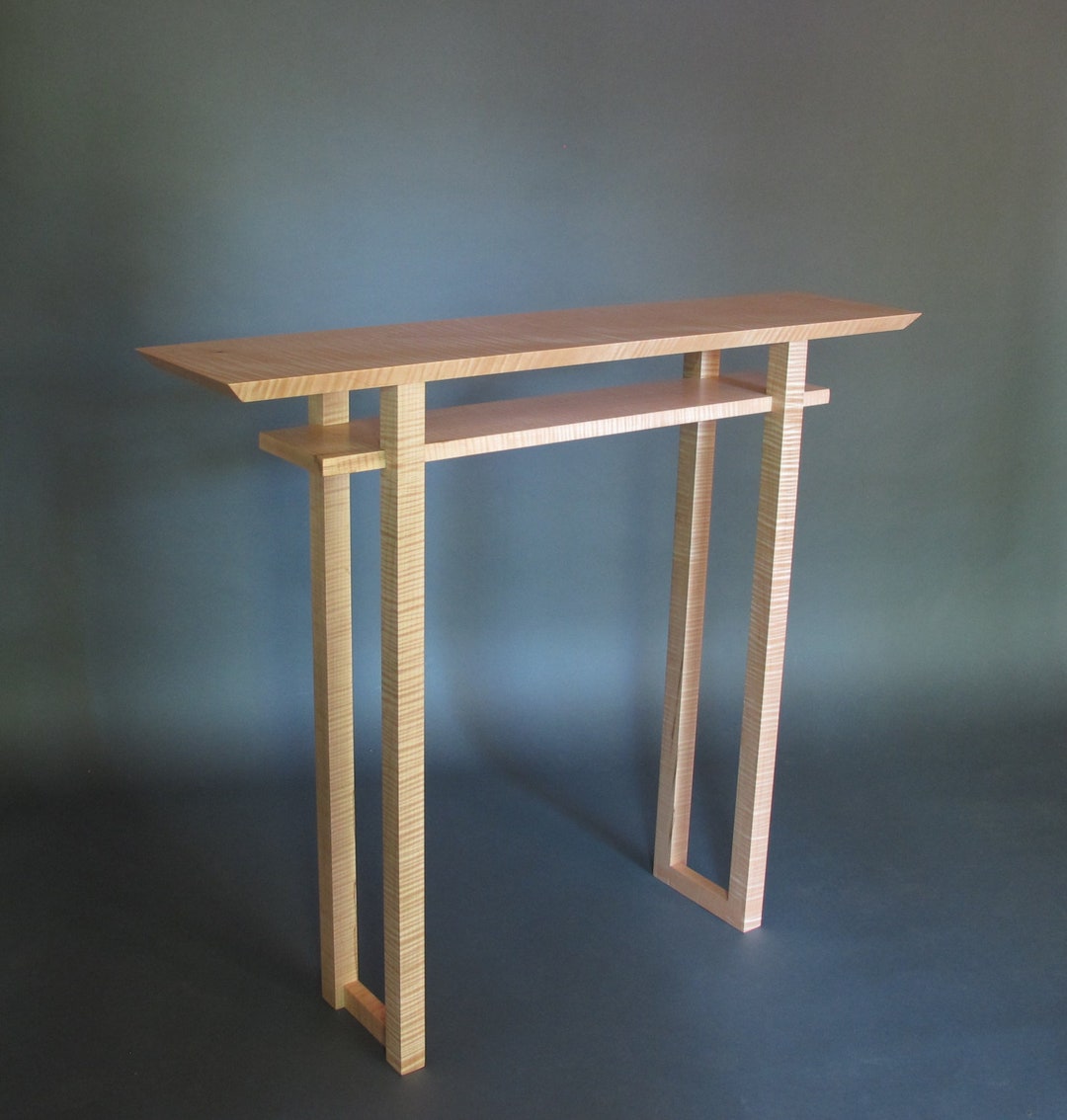 Handcrafted Japanese Hall Table: Narrow Entryway Console With Shelf - Etsy
