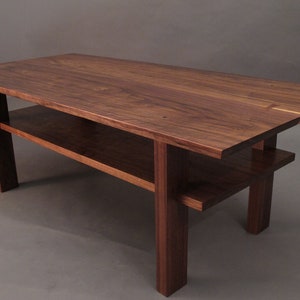 Handcrafted Walnut Coffee Table – Mid-Century Modern, Solid Wood with Shelf