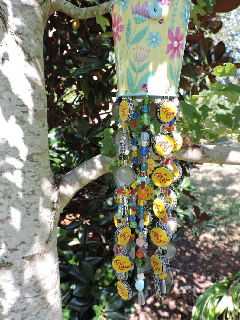 Topo Chico Bottle Cap Wind Chime with 35 Caps and Five