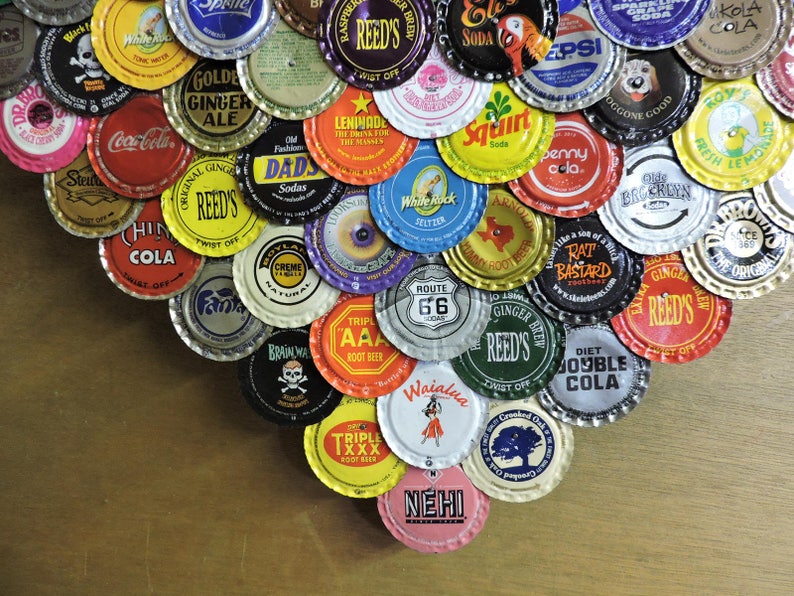 Multicolored Soda Pop Bottle Cap Heart 13 by 10.5 Inches M3 Etsy