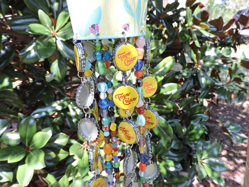 Topo Chico Bottle Cap Wind Chime with 35 Caps and Five