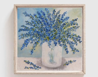 Custom Lavender Oil Painting: Impasto Floral Still Life, Frame not Included
