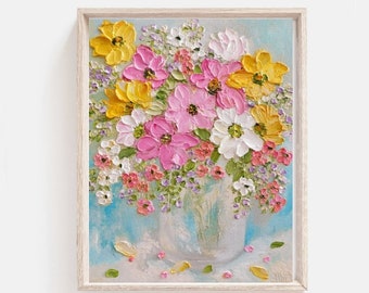 Custom Daisy Oil Impasto Painting, Daisy Summer Mix Flowers,Frame not included