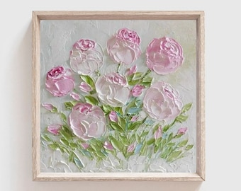 Custom Soft Peonies Oil Impasto Painting, Cottage Decor, Frame not Included