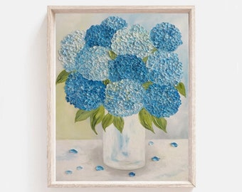 Dark Blue Hydrangea Painting, Original Hydrangea Painting, Custom Hydrangea Painting, Frame not Included