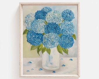 Dark Blue Hydrangea Painting, Original Hydrangea Painting, Custom Hydrangea Painting, Frame not Included