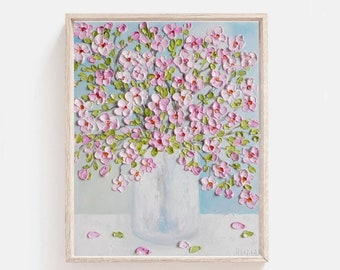Cherry Blossom Oil Impasto Painting, Custom Painting, Choose your size, Frame not Included