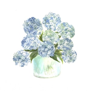 Original Watercolor Hydrangea Series 1, Original Watercolor Print, Watercolor Blue Hydrangea Painting,
