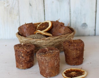 Handmade Spiced Ginger and Citrus Votive: Primitive Candle