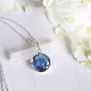 Forget Me Not 12mm Sterling Silver Bezel Necklace