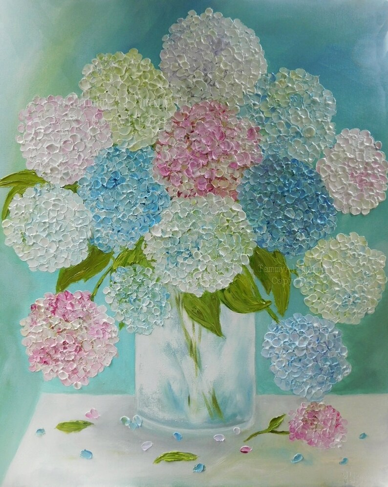 Oil Painting Hydrangea Custom Painting Hydrangea Art Etsy