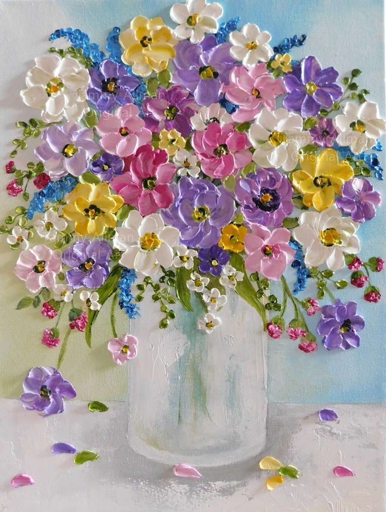 Custom Original Wildflower Oil Impasto Painting 0 — изображение