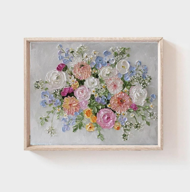 Custom Bridal Bouquet Oil Impasto Painting