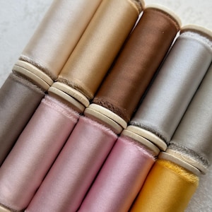 NEW 1 inch, 2 inch & 3 inch Silk Satin Hand Dyed Ribbon Raw Edge (3 yards) (15% off)