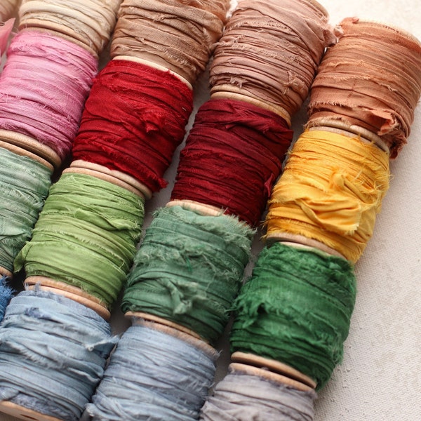 RECYCLED Silk Ribbon - 10 YARD Rolls (Limited Stock)