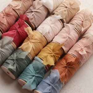 SALE - 10 Yard Rollen - SEIDE CHIFFON Band von Hand gefärbt (20% gegenüber dem Originalpreis)
