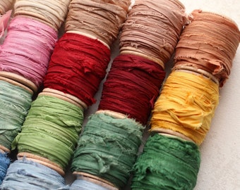 RECYCLED Silk Ribbon - 10 YARD Rolls (Limited Stock)