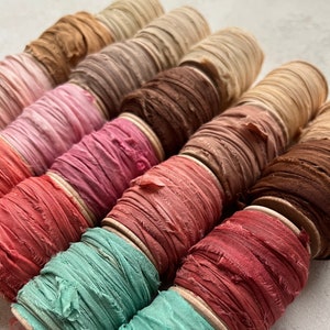 New RECYCLED Silk Ribbon 10 YARD Rolls Limited Stock image 1