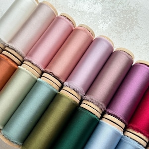 NEU 1 Zoll, 2 Zoll & 3 Zoll Seidensatin Handgefärbtes Band, rohe Kanten (15% Rabatt)
