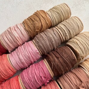 New RECYCLED Silk Ribbon 10 YARD Rolls Limited Stock image 2