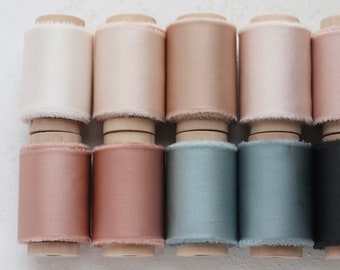 NEW 2” Silk Charmeuse Hand Dyed Ribbon Raw Edge (5 yards)