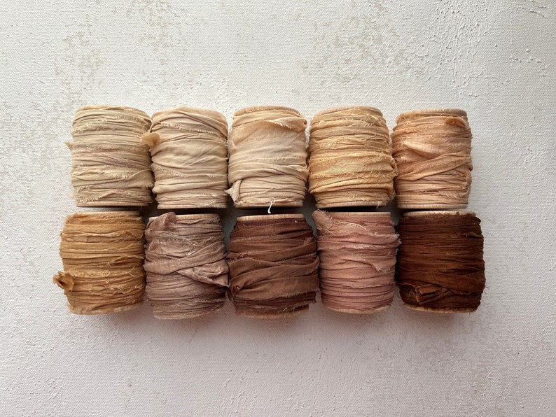 New RECYCLED Silk Ribbon 10 YARD Rolls Limited Stock image 3