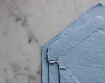 NEW FRENCH BLUE 4bar Handmade Cotton Rag Envelopes