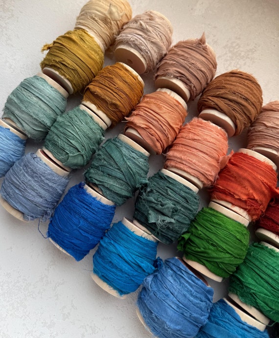 NEW!! RECYCLED Silk Ribbon - 5 or 10 YARD Rolls (Limited Stock)