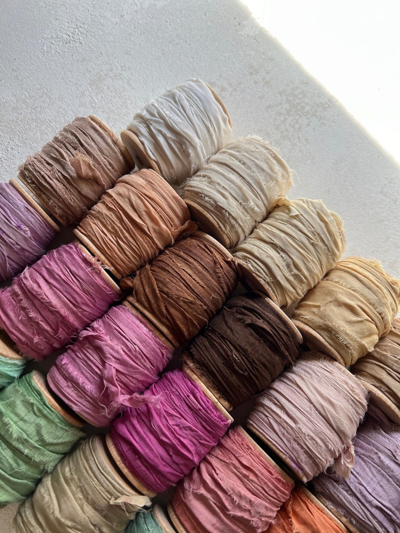 NEW RECYCLED Silk Ribbon 10 YARD Rolls Limited Stock image 1