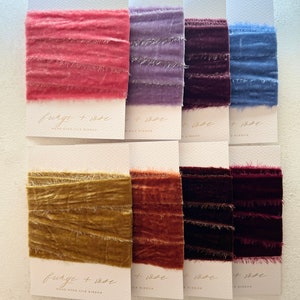 NEW Hand Dyed SILK VELVET Ribbon Raw Edge 2 yards image 6