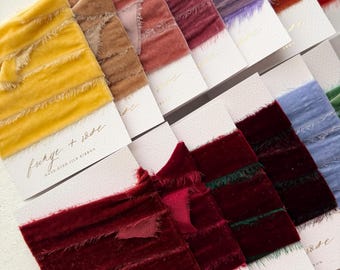 NEW Hand Dyed SILK VELVET Ribbon Raw Edge (2 yards)