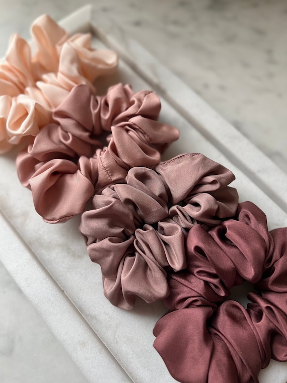 Authentic new artisan silk scrunchie dyed from flower petals Botanically Dyed Silk Scrunchies – Alice Reva Designs main image 3