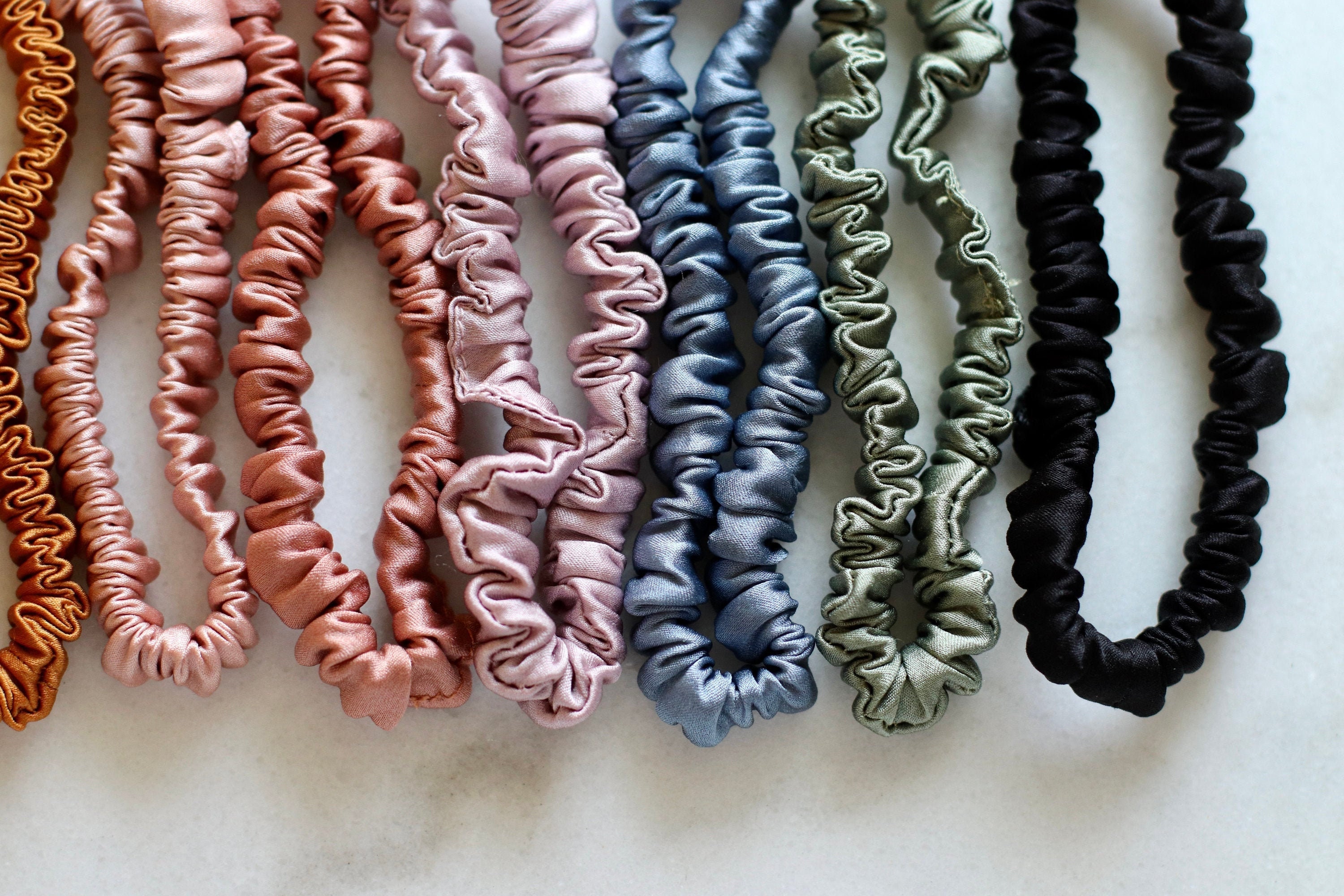 NEW SILK SCRUNCHIES Silk Charmeuse - Hand-Dyed (Skinny)
