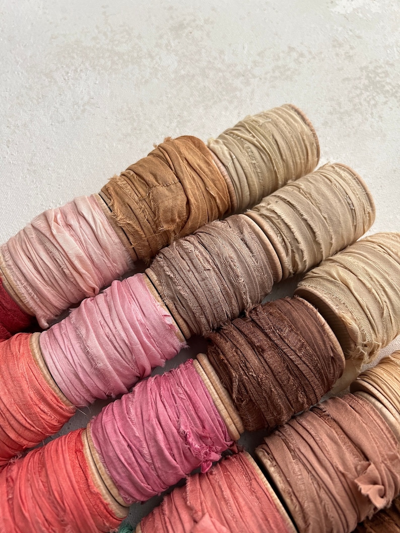 New RECYCLED Silk Ribbon 10 YARD Rolls Limited Stock image 2