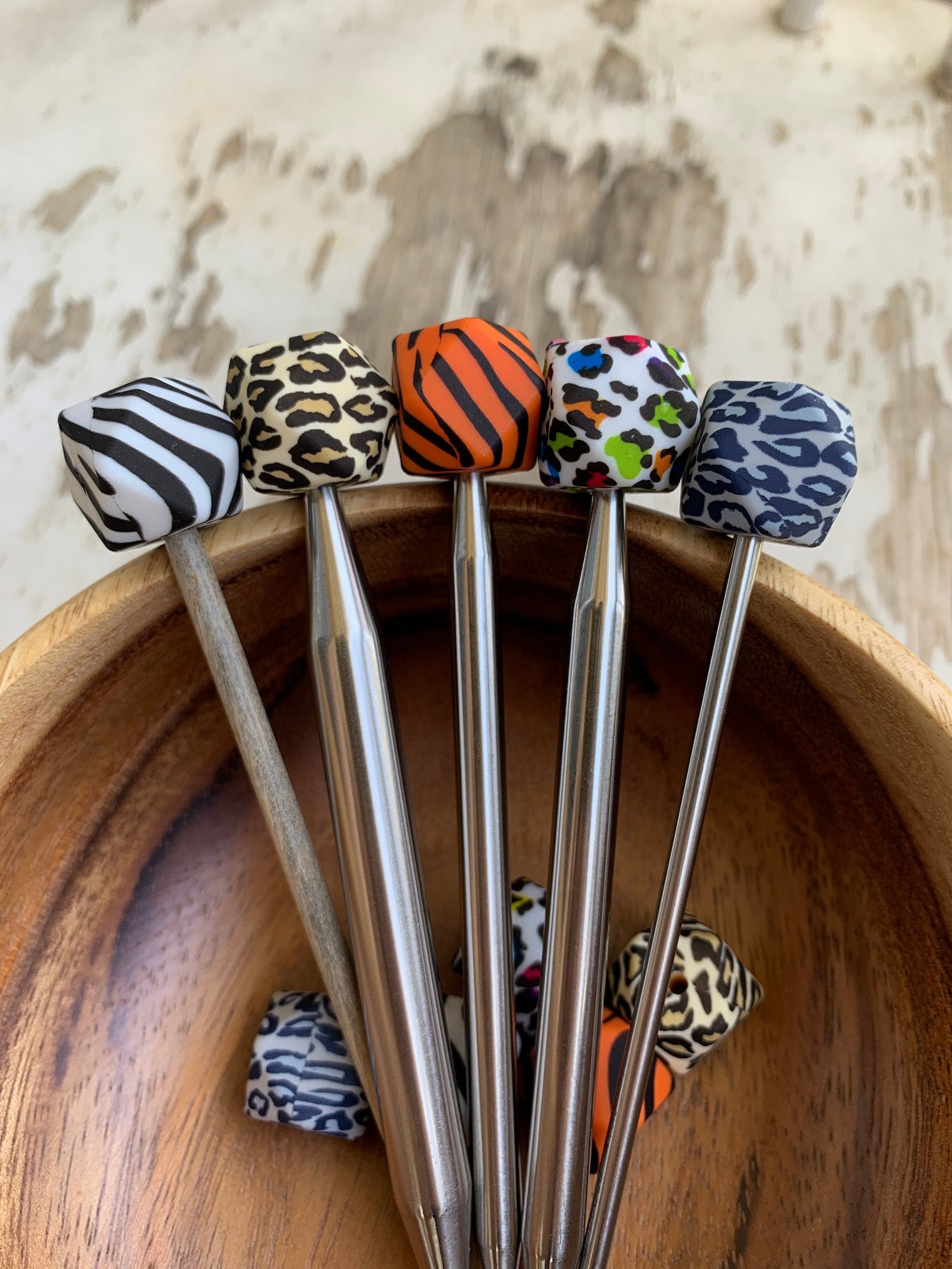 Animal Print Knitting Needle Stoppers Knitting Accessories Etsy