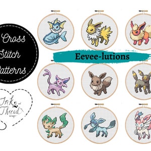 Eevee-lution Bundle Cross Stitch Patterns - Eevee and All Evolutions