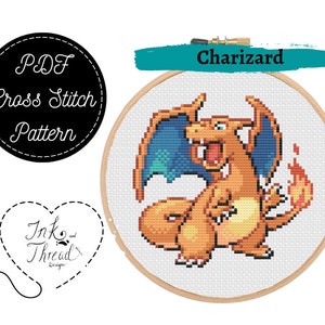 Charizard Cross Stitch Pattern