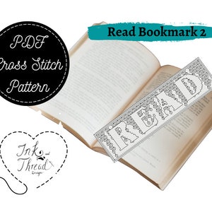 Leer Marcapáginas Patrón de punto de cruz Blackwork - Enredaderas colgantes