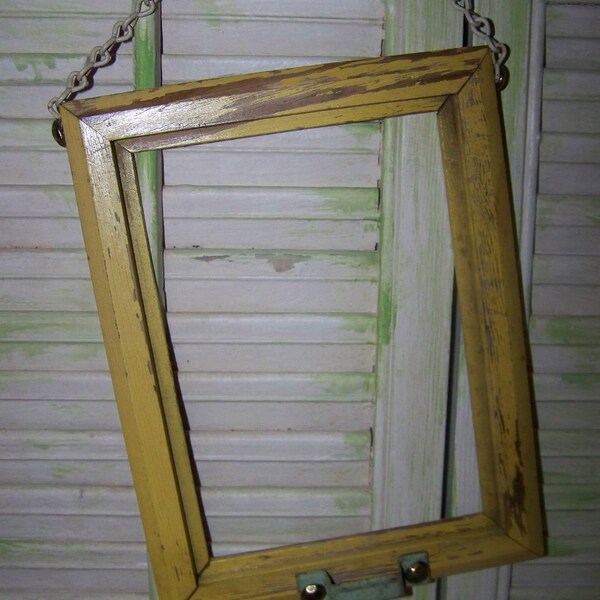 Upcycled Rustic Frame Yellow Picture Frame Distressed Frame