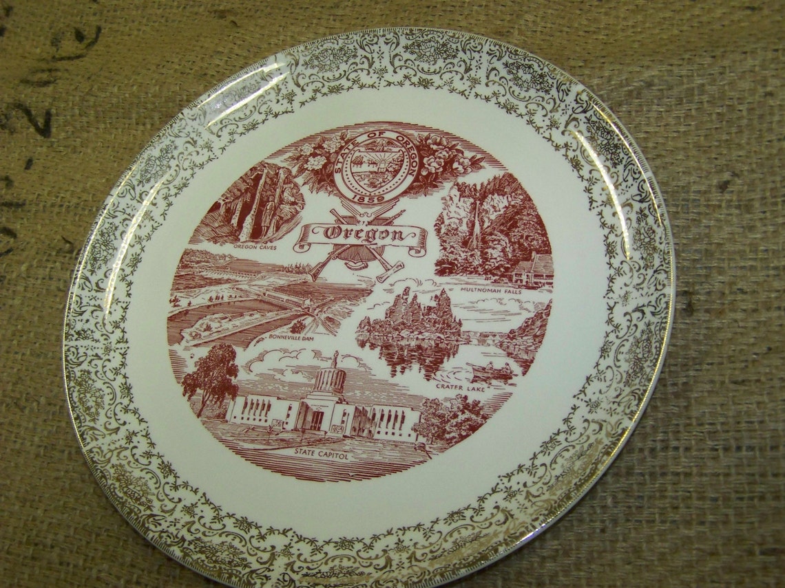 Oregon State Plate Oregon Souvenir Plate Etsy