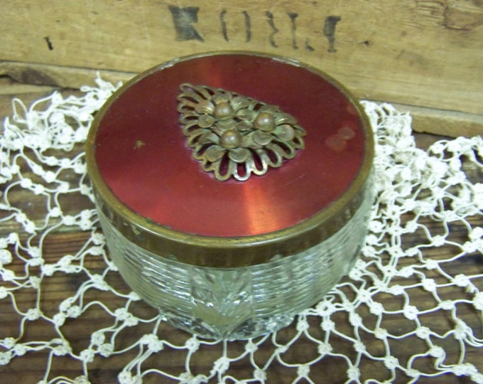 Glass Powder Box Art Deco Powder Box Ladies Powder Box Trinket Etsy