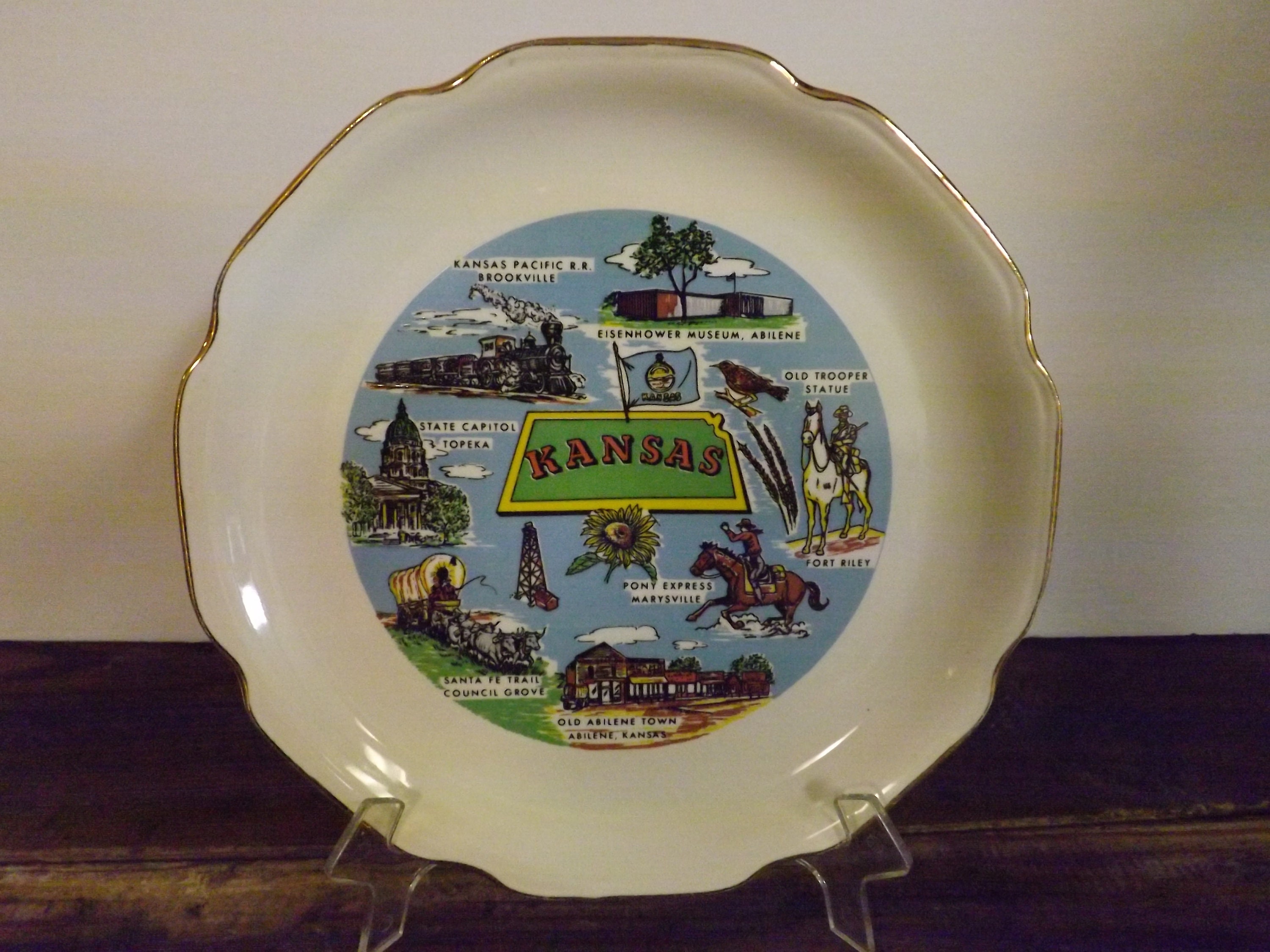 Kansas Souvenir Plate Kansas State Plate Etsy